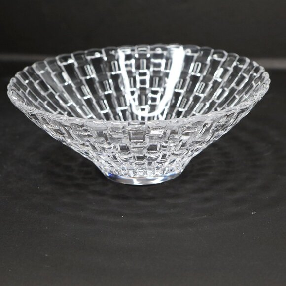 Nachtmann Bossa Nova Crystal Bowl Fine Bavarian Glass Serving Dish Basket Weave - Picture 10 of 10
